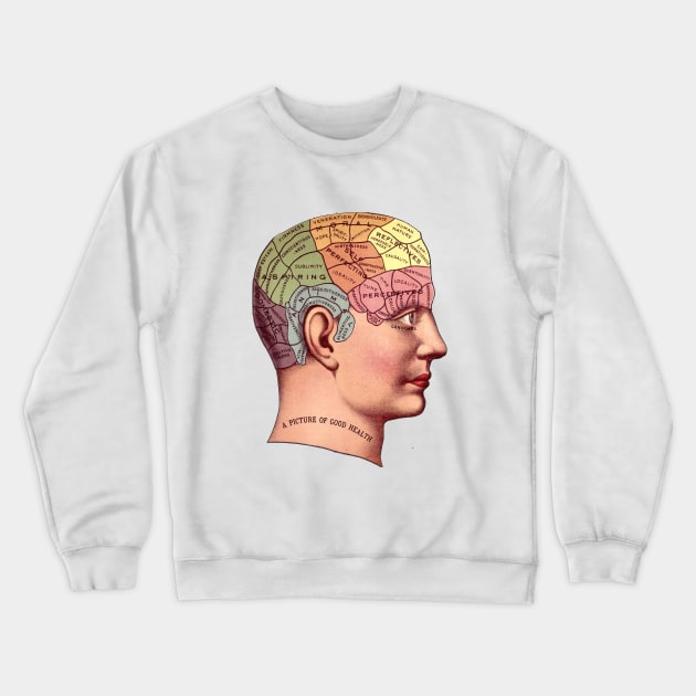 A Picture of Good Health - Vintage Brain Mapping Illustration Crewneck Sweatshirt by Naves